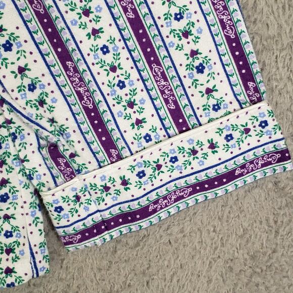 Lanz Of Salzburg Pajama Set Womens Large White Floral Flannel Button Up New - Picture 5 of 14